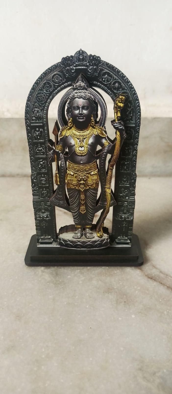 Ram Mandir Ayodhya Black 3D 3 LAYER Printed MDF Wooden Statue for Home